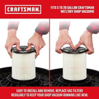 CRAFTSMAN CMXZVBE38779 Genuine General Purpose and Wet Application Wet Dry Vac Replacement Vacuum Filters for Most 5 to 20 Gallon CRAFTSMAN Shop Vacuums, Easy Installation, Liquid and Dry Pick-ups