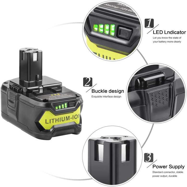 [2 Pack] 18V 6000mAh 18V RB18L50 Replacement Battery for P102 Ryobi Lithium Ion P103, P104, P105, P107, P108, P109 P122 Cordless Power Tools