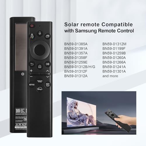 BN59-01385A Solar Voice Remote for Samsung Smart Remote Replacement with Bluetooth Rechargeable Solar Cell Fit for Samsung TV Remote Control for Frame Neo LED Smart Ultra HD TV