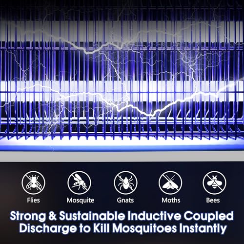 Bug Zapper Indoor, Electric Mosquito Zapper, Powerful Fly Insect Killer Repellent Lamp Outdoor Patio, Home Pest Control Bug Catcher Eliminator for Gnat Fruit Fly Moth w/Replacement Bulb (Silver)