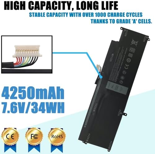 XCNR3 Laptop Replacement Battery for Dell Latitude 13 7370 Ultrabook Series 0XCNR3 WY7CG MH25J 7.6V 34WH/4250MAH 4-Cell