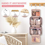 Travel Toiletry Bag for Women, Portable Makeup Cosmetic Bag with Hanging Hook, Travel Essentials 3 in 1 Packing Organizer Travel Bag for Accessories, Shampoo, Full-size Container, Toiletries