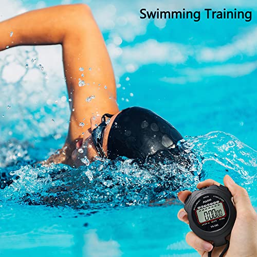 PULIVIA Sports Stopwatch Timer Single Lap Split Digital Stopwatch for Coaches Swimming Running Sport Training Stopwatch, Black
