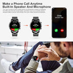 FILIEKEU Men Smart Watch for Android iOS, Bluetooth Calls Voice Chat with Heart Rate/Sleep Monitor Fitness Tracker, 1.3" Full Touch Screen IP67 Waterproof Stainless Steel Activity Tracker for Men