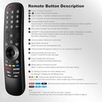 MR23 Magic Remote for LG-TV-Remote, Universal Replacement with Pointer and Voice Function, Compatible for LG 2019-2024 UHD OLED QNED NanoCell 4K 8K Smart TVs