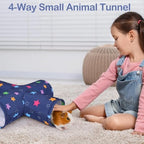Bienbee 4-Way Washable Foldable Rabbit Tunnel Hideout for Bunny, Hamster, Chinchilla, Ferret, Rabbit & Guinea Pig Accessories