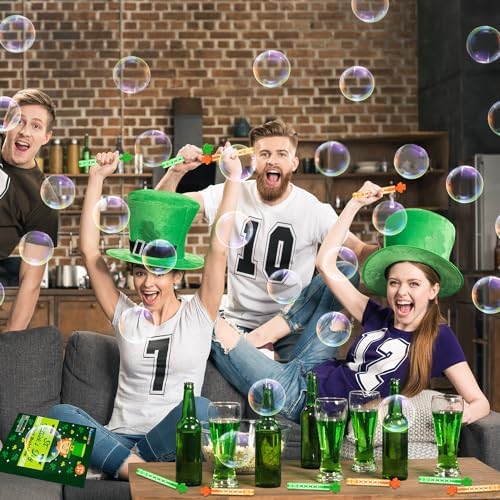 St Patricks Day Mini Bubbles Party Favors Toys for Kids 20 Pack, Saint Patricks Non Candy Treats prizes, Goodie Gift Bag Stuffers for Toddlers, St Patty's Shamrock Party Accessories Supplies Décor