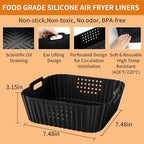 HOMELYLIFE Silicone Liners for Ninja AF141 5QT & AF181 6.5QT, Replacement Baking Square Liners for 5-6.5QT Air Fryers, 2 Pcs