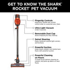 Shark HV301 Rocket Ultra-Light Corded Bagless Vacuum for Carpet and Hard Floor Cleaning with Swivel Steering, Gray/Orange
