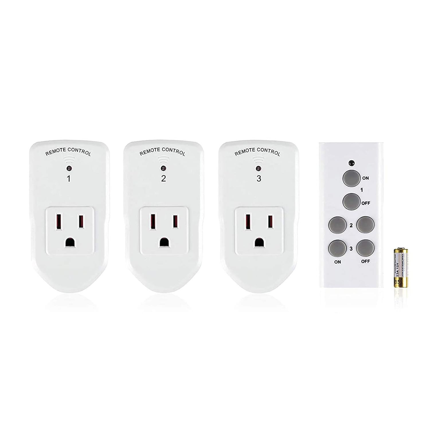 BN-LINK Wireless Remote Control Outlet Electrical Switch for Lights, Fans, Christmas Lights, Small Appliance, 100ft Long Range White (Learning Code, 3 Outlets +1 Remote) 1200W/10A, ETL & FCC Certified