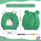 Quiet Ears for Dogs, Dog Ear Muffs Noise Protection Knitted Dog Hats Pet Ears Warm Dog Ear Cover Winter Hat Dog Snood Head Wrap Bunny Costume for Medium to Large Dogs Cats Pets (Green)