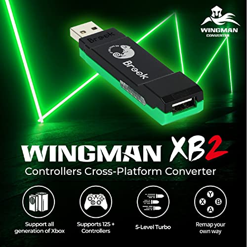 Brook Wingman XB2 Converter for Wireless Controller Adapter for Xbox Retro Consoles and PC, Supports Remap and Adjustable Turbo