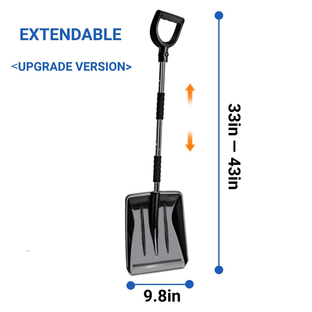 Ergonomic Snow Shovel for Car, Portable Snow Shovel with D-Grip Handle, Lightweight Aluminum Collapsible Capacity Shovel for Car, Camping, Garden, and Other Outdoor Activities