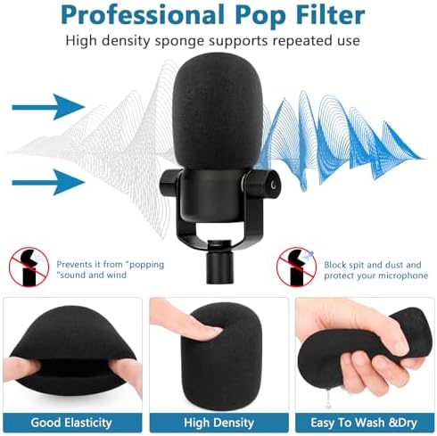 Windscreen for Rode Podmic, 2Pack Microphone Pop Filter Foam Cover Compatible with Rode Podmic, Procaster, Podcaster, NT1, NT-USB, Mic Cover Replacement for Noise Reduction By ChromLives, Black