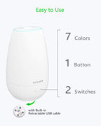 SOICARE Car Diffuser (2nd Generation), Small Portable Car Essential Oil Diffuser with Built-in USB Cable, Mini Aromatherapy Air Scent Humidifier Diffuser for Travel/Office/Home (White)