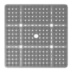 XIYUNTE Large Square Shower Mat - 27x27inch Non Slip Shower Mats for Shower Anti Slip for Elderly, Square Shower Stall Floor Mat with Powerful Suction Cup and Drain Holes, Machine Washable, Clear Grey