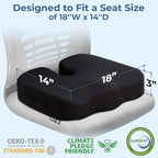 5 STARS UNITED Seat Cushion for Tailbone Pain Relief – Memory Foam Lifting Pillow for Coccyx, Hemorrhoid, Sciatica & Post-Surgery Recovery – Wheelchair, Car, Desk, Gaming & Office Chairs, Arctic Black