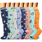 CHARMKING Compression Socks for Women & Men (8 Pairs) 15-20 mmHg Graduated Copper Support Socks are Best for Pregnant, Nurses - Boost Performance, Circulation, Knee High & Wide Calf (L/XL, Multi 54)