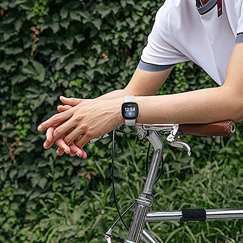 Dirrelo Bands Compatible for Fitbit Versa 3 & Sense, (4-Pack) Replacement TPU Sport Wristbands Accessories Strap for Versa 3 Sense Band Women Men, Large (Black Dark Blue Indigo Gray)