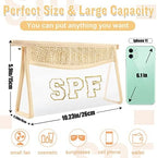 2 Pcs Boho Straw Clear Makeup Letter Bag BEACH Pouch, Sunscreen Bags for Beach Travel Small Cute Chenille Letter SPF Bag Pouch,Waterproof Beach Toiletry Sun Bag Beach Accessories for Women(SPF+SUN)
