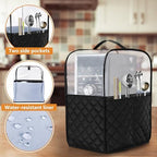 LUXJA Transparent Top Dust Cover Compatible with Ninja CREAMi NC501, NC301, NC299AMZ, Ice Cream Maker Dust Cover Fits Ninja Ice Cream Maker Machine with Accessories Pockets, Black