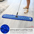 KLEEN HANDLER 6 Pack of 36 Inch Microfiber Dust Mop, Large Washable Commercial Dust Mop, Sweeper, Janitorial Dust Mop Head Replacement, Push Mop Broom, Blue