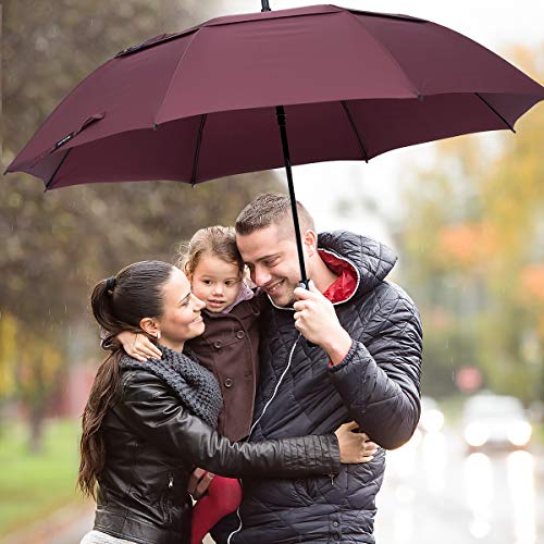 ZOMAKE Large Golf Umbrella 62 Inch - Double Canopy Vented Golf Umbrellas for Rain Windproof Automatic Open Golf Push Cart Umbrella Oversize Stick Umbrellas for Men Women(Red)