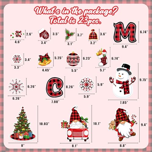 28PCS Large Christmas Garage Door Decorations Magnets - Merry Xmas Gnome Snowman Tree Snowflakes Holiday Refrigerator Fridge Kitchen Decor