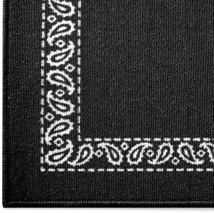 Aucuda Drum Rug Mat with Paisley Border 4x6ft Tightly Woven Fabric Cool Drum Floor Mat, Electric Drum Set Carpet Accessories for Christmas Holiday Practice, Apartment, Soundproof, Winter.