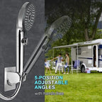 RV Shower Head with Hose, High Pressure 5 Mode Shower head Replacement, Shower Head for RV/Campers, Travel Trailer, Motorhome for Water Saving, Handheld Shower Head Holder and Hose, On Off Switch
