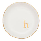 COLLECTIVE HOME - Ceramic Jewelry Tray, Decorative Trinket Dish for Rings Earrings Necklaces Bracelet Watch Keys, Birthday Mother's Day for Women, 4.75", White Surface (H)