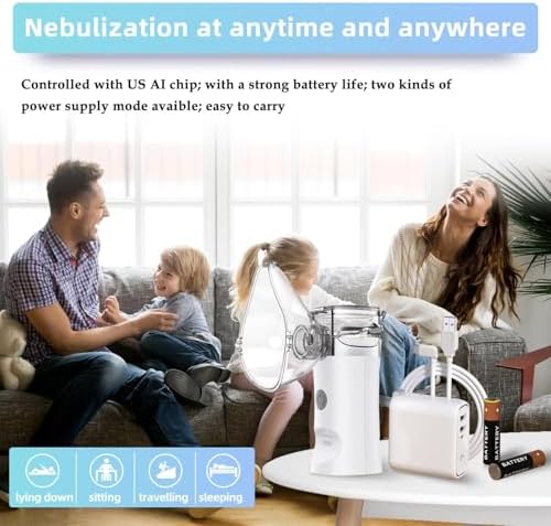 Portable Nebulizer - Handheld Mesh Nebulizer for Breathing Problems, Portable Nebulizer with Mouthpiece, Kids and Adults Mask of Replacement Accessories APOWUS
