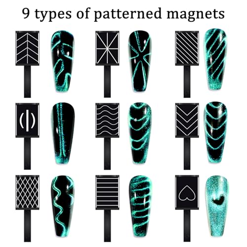 SIUSIO 41Pcs Nail Magnet Tool Set Cat Eye Gel Nail Polish Magnet Wand Magnetic Nail Polish Cat Eye Magnet for Nails Cat Eye Magnets Sticks Nail Design Tools Nail Art Accessories