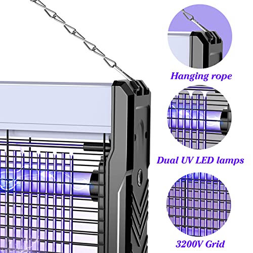 Neijiaer Bug Zapper 3200V Electric Mosquito Zapper Outdoor Fly Zapper Indoor with Hanging Function USB-Powered Mosquito Killer with Removable Tray Insect Killer with Light Trap for Fly Gnat Moth