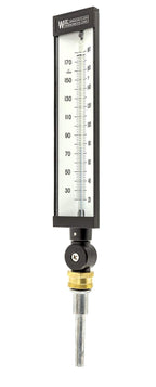 WGTC Thermometer AS5H936 9" Scale, 3-1/2" Stem Length, 20/180°F Temperature Range Blue Spirit Filled Industrial Thermometer with ABS Case, and Adjustable Angle Stem