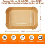 Air Fryer Disposable Paper Liner for Ninja Dual,125PCS Non-Stick Air Fryer Liners Rectangle 8.6x 5.5'', Air fryer Parchment Liners for Ninja DZ201, Ninja Foodi Dual Air Fryer Accessories Baking Paper