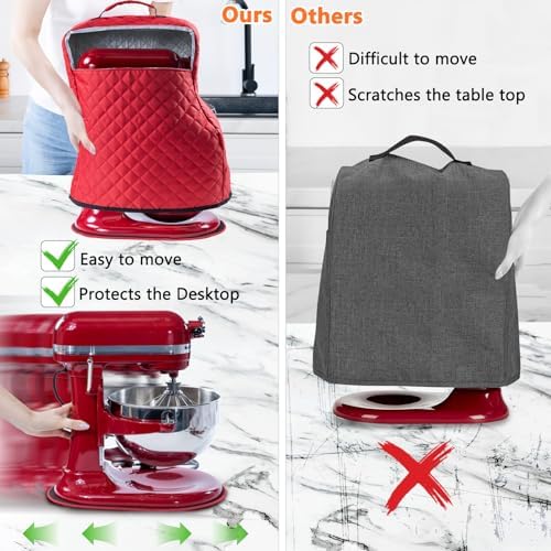 BAGSPRITE Stand Mixer Cover with Appliance Sliders Compatible with KitchenAid Mixer 4.5/5 Quart with Pockets for Kitchen Aid Accessories and Attachments