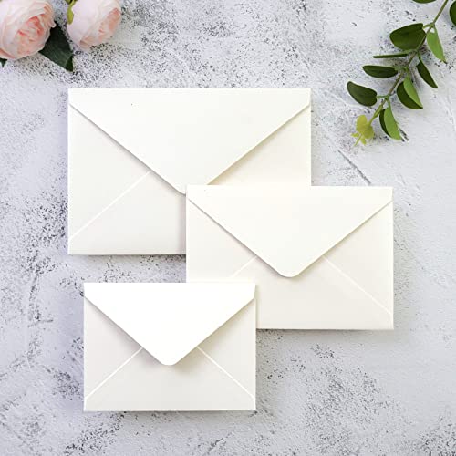 PONATIA 50 PCS/Pack A7 Envelopes, 5.25 x 7.5'' Shiny Ivory Envelopes, Perfect 5x7 Envelopes for Wedding Invitation Cards, Christmas Gift Cards Envelopes, Acrylic Invitations, Photos