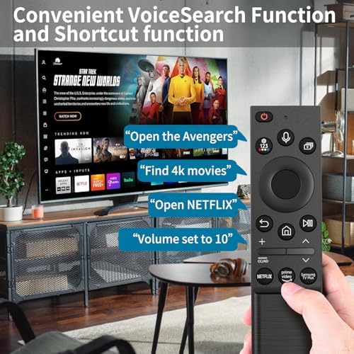 BN59-01357A BN59-01357F BN59-01357P Solar Voice Remote Replacement for Samsung Frame Smart TV Remote with Rechargeable Solar Cell
