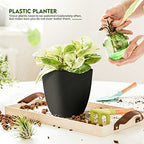 Utopia Home - Plant Pots Indoor with Drainage - 7/6.6/6/5.3/4.8 Inches Home Decor Flower Pots for Indoor Planter - Pack of 10 Plastic Planters for Indoor Plants, Cactus, Succulents Pot - Black