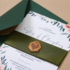 UNIQOOO Wax Seal Stickers - Eucalyptus Wedding Invitation Envelope Seal Stickers, 50 Pcs Self- Adhesive Antique Gold Stickers, Perfect for Invitation, Christmas, Gift Wrapping, Party