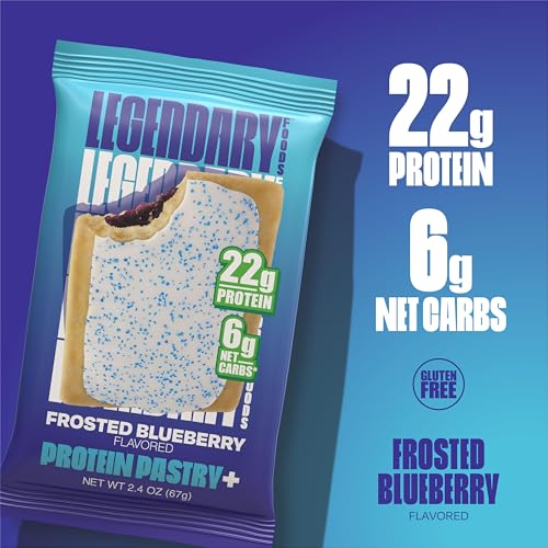 Legendary Foods 22 g High Protein Pastry+ Premium Boosted - Low Carb Meal Replacement Bar - Gluten Free Protien Snacks - Healthy Keto Snack Box - Low Sugar Energy Bar - Bariatric Diabetic Friendly
