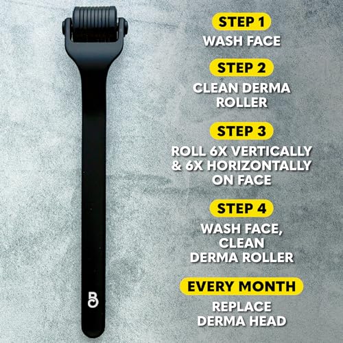 The Beard Club Beard Roller with Cleansing Spray & Replacement Head - 0.3mm Titanium Coated Needles, 3 Count
