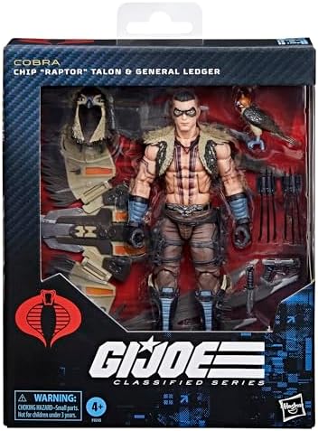 G.I. Joe Classified Series #139, CHIP Raptor Talon & General Ledger, Collectible 6 Inch Action Figure & Pet with 7 Accessories; Articulated Wings