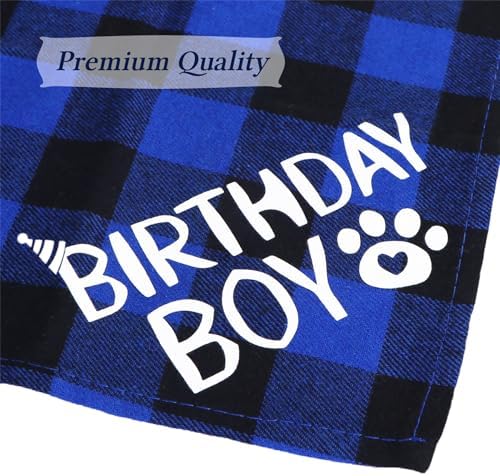STMK Dog Birthday Decorations, Multi Sizes Dog Birthday Hat Dog Birthday Bandana Boy Bow Tie Birthday Numbers It’s My Bday Mother Puppers Banner for Medium Large Dogs Pets (Large, Blue)