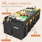 HOTOR Trunk Organizer for Car - Car Organizer, Foldable Trunk organizer for SUVs & Sedans, Sturdy Car Organization for Car Accessories, Tools, Sundries, Black, 3 Compartments, 31.9"×12.6"×10.6"