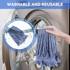 Commercial Heavy Duty Mop Heads Replacement for Rubbermaid: 3 Packs Industrial Wet Mop Head for Floor Cleaning - Cotton Commercial Products Wet Mop Refills