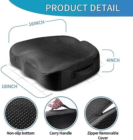 Wheelchair Seat Cushion - High Density Memory Foam and Inner Springs Comfort Support Without Flatten - Mobility Scooter Accessories - Large Chair Pad Pain Relief for Adults & Seniors