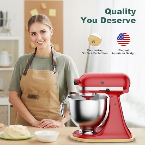 Food-Grade Bamboo Mixer Slider for KitchenAid 4.5-5 Qt Tilt Head Stand Mixer, Appliance Sliding Mat for Kitchenaid Artisan, Kitchen Countertop Storage Accessories Mixer Moving Tray Attachments