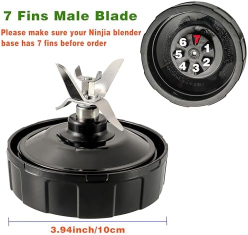 7 Fins Blender Blade Compatible with Ninja BN401 BN751 BN801 BL480-30, Ninja Blender Replacement Parts for Auto iQ BL682-30 BL642-30 BL687CO-30 BL482-30 Extractor Blade Assembly